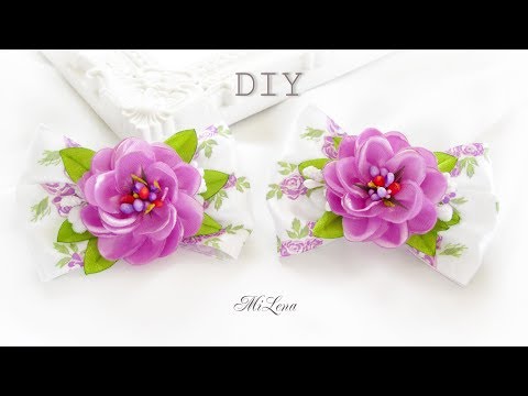 Видео: БАНТИКИ С ЦВЕТАМИ, МК /DIY RIBBON BOWS