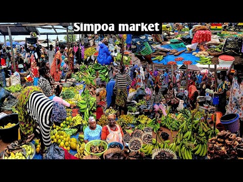 Видео: Сельский рынок в африканской деревне в Африке, Гана, рынок Симпоа #сельскаяжизнь #африка #сельски...