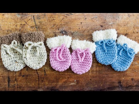 Видео: 💞 Детские варежки крючком из меха (ТЕПЛО И УЮТНО на зиму!) 👶