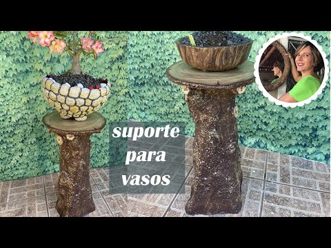 Видео: Подставка для вазы, имитирующая ствол дерева: из цемента и пенопласта
