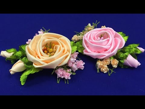Видео: Ribbon rose/Rosa de cintas/Роза из лент