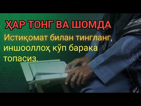 Видео: Ҳар тонг ва шомдаИстиқомат билан тингланг, иншооллоҳ кўп барака топасиз.