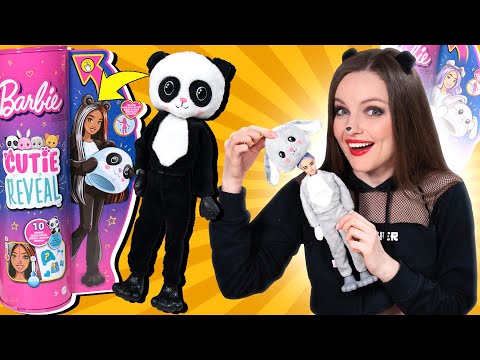 Видео: Barbie ЩЕНОК и ПАНДА🐼 Barbie Cutie Reveal в плюшевых костюмах: обзор и распаковка
