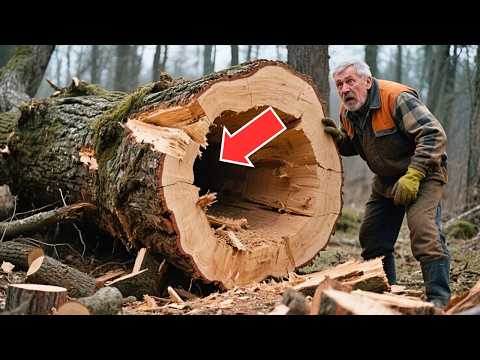 Видео: Лесоруб повалил огромный дуб, но то что он нашёл внутри, повергло в шок весь город!