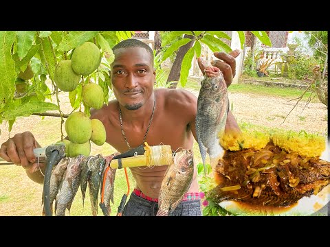 Видео: Опасный крокодил таится внизу, пока я охочусь на рыбу с поверхности мутной воды