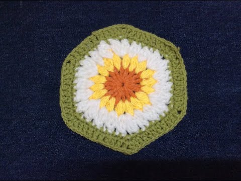 Видео: Шестиугольный мотив подсолнух крючком Вариант использования домашние полусапожки
