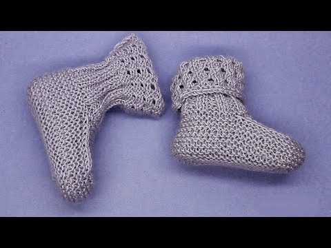 Видео: 66 Пинетки спицами с закругленным носком Василиса