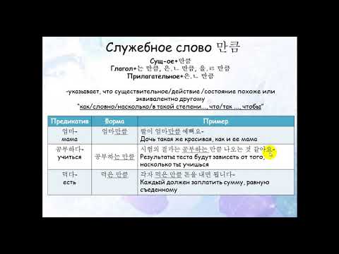 Видео: Изучаем корейский язык. Служебное слово 만큼 / Learning Korean. Word 만큼