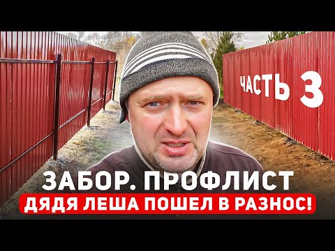 Видео: Забор. Профлист. Часть 3. Дядя Леша ПОШЕЛ В РАЗНОС!