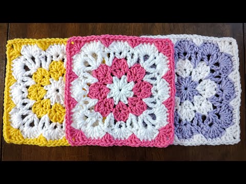 Видео: Цветочный бабушкин квадрат | Ракушечный бабушкин квадрат | Вязание крючком | Рукоделие