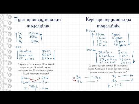 Видео: Тура пропорционалдық тәуелділік. Кері пропорционалдық тәуелділік