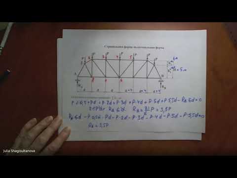Видео: Расчёт фермы (симметричной полигональной) Задача №4.2 Строймех