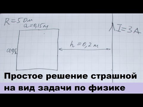 Видео: Простое решение страшной на вид задачи по физике про рамку и провод с током