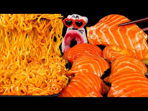 Видео: Гигантский лосось-суши и острый морской рамен Мукбанг 🍣🍜 | ASMR Еда от REALMOUTH (Субтитры)