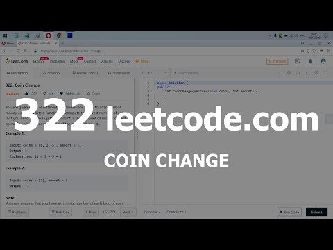 Видео: Разбор задачи 322 leetcode.com Coin Change. Решение на C++