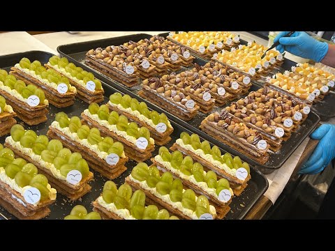 Видео: Лучшее качество! Приготовление французской выпечки мильфей - корейская уличная еда