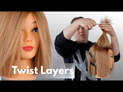 Видео: Многослойное каре с твист-слоями | Урок по стрижке боб Precision