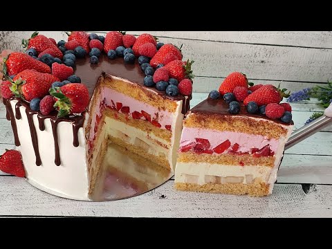 Видео: Один из самых популярных тортов! Йогуртовый торт КЛУБНИКА-БАНАН! Вкуснейший! Крем с маскарпоне!