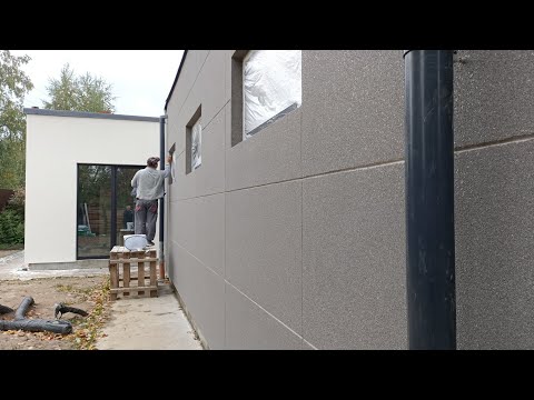 Видео: Мозаичная Декоративная Штукатурка Baumit MosaikTop на фасадах газобетонного дома, утеплённого ППС16ф