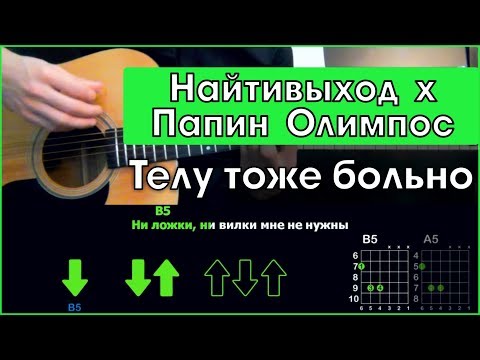 Видео: Найтивыход х Папин Олимпос - Телу тоже больно | Разбор песни на гитаре | Аккорды и бой