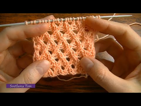 Видео: Мелкий АЖУРНЫЙ УЗОР Сетка для топа, джемпера, схема узора. УЗОРЫ СПИЦАМИ / Вязание спицами № 215