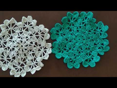 Видео: Красивый круглый мотив крючком для скатерти или пледа