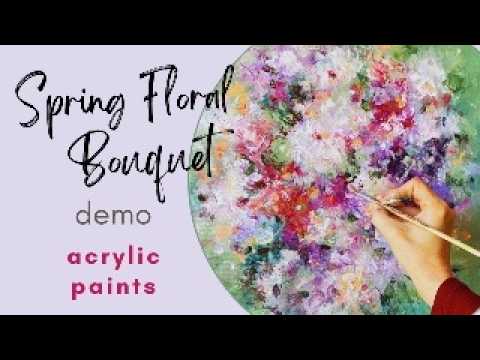 Видео: Весенняя флористика в стиле импрессионизма: демонстрация акриловой живописи букета с использовани...