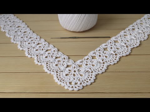 Видео: Ажурная КАЙМА для скатерти ВЯЗАНИЕ КРЮЧКОМ мастер-класс Crochet Border for Doily Tablecloth