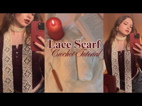 Видео: Урок по вязанию крючком тонкого кружевного шарфа ₊˚⊹♡