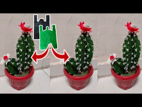 Видео: Как сделать Кактус из полиэтиленового пакета | цветочные ремесла