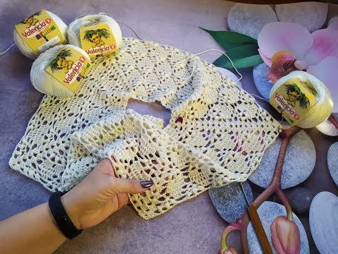 Видео: Ажурный джемпер крючком "Сrystal". Часть 4. Основное полотно.