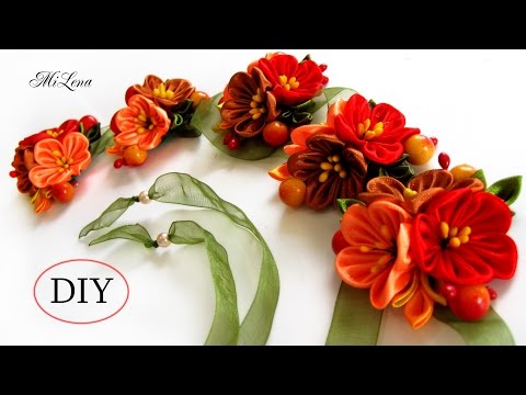 Видео: ЛЕНТА В КОСУ, МК / DIY Kanzashi Ribbon Braid