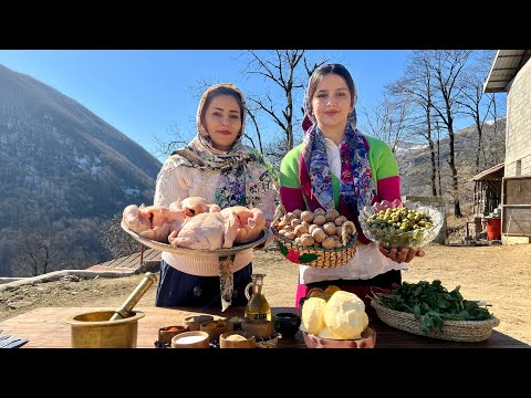Видео: ИРАН Мазани Кухня жареных в масле цыплят, подается с Кейт Плов