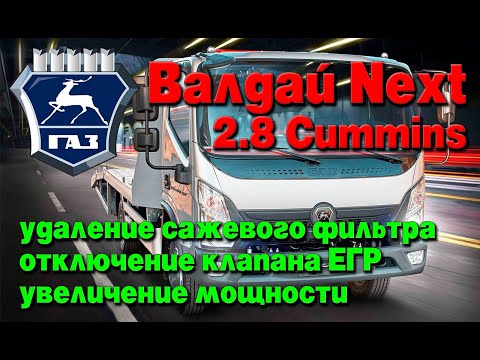 Видео: ГАЗ Валдай Next 2.8 Cummins: удаление сажевого фильтра, отключение клапана ЕГР, увеличение мощности