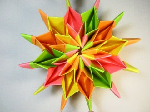 Видео: как сделать оригами кусудаму-трансфомер фейрверк из бумаги