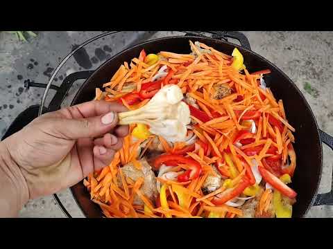 Видео: Праздничный казан кебаб,В КазаНе НА Костре.,#курица#картошка#овощи#