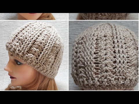 Видео: Шапка крючком простым узором.повторяется всего 1ряд❤🧶☝