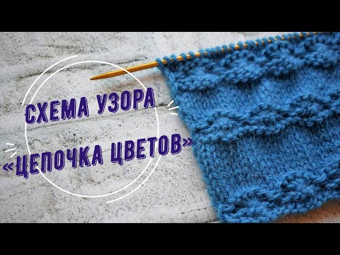 Видео: Фантазийный узор спицами «Цепочка цветов»