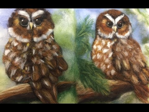 Видео: СОВА -- ЖИВОПИСЬ ШЕСТЬЮ / FELTING of  PICTURE /  HOW TO MAKE A PICTURE of  WOOL