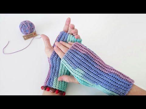 Видео: 🧶✨ Митенки крючком за вечер | Узор резинка крючком  /crochet mittens /fingerless gloves crochet