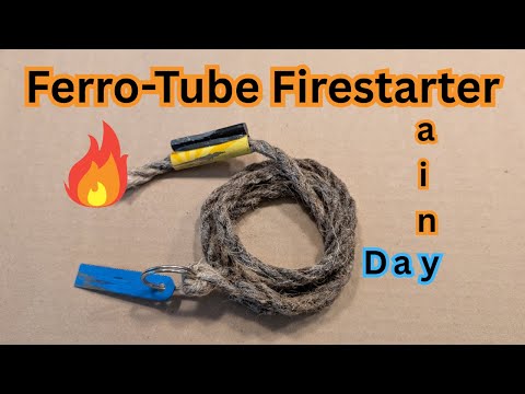 Видео: Разжигатель из ферро-стержня с вощёным джутом: разжигатель из ферро-трубок, также известный как «...
