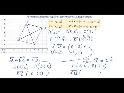 Видео: Координаталарымен берілген векторларға амалдар қолдану 9 сынып геометрия