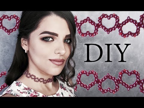 Видео: DIY: beaded ❤ Heart ❤ choker (necklace) / Как сделать чокер "Сердечки" из бисера