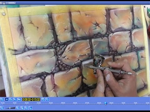 Видео: Рисуем кладку камней Аэрографом - 1 part. Уроки аэрографии.