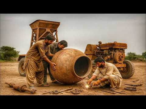 Видео: Ремонт старой, очень ржавой бетономешалки - ЦЕМЕНТОМЕСИТЕЛЬ полностью заржавел