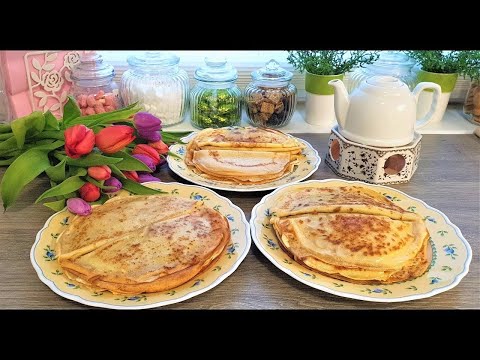 Видео: Три начинки!Блины начиняем на сковороде при выпечке!1