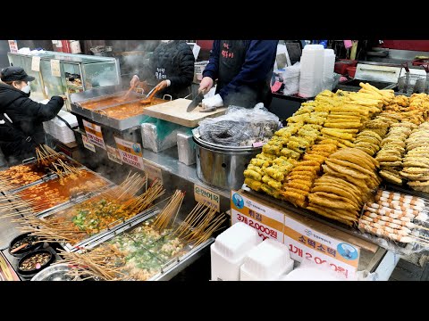 Видео: Рынок различной еды, Лучшие ттокбокки, мороженое с корейской уличной едой