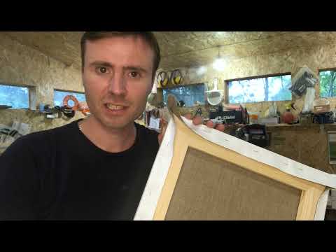 Видео: Натяжка грунтованного холста на подрамник