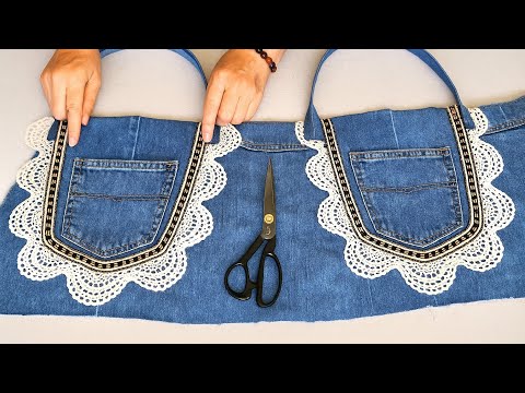 Видео: Что можно сделать из старых джинсов и кружева? Не пропустите финал!
