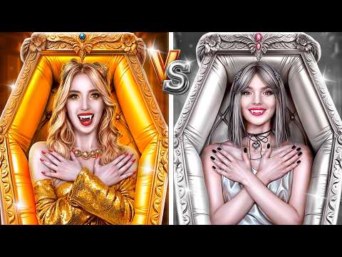 Видео: Девушка Серебро vs девушка Золото! Как стать вампиром? Экстремальное преображение